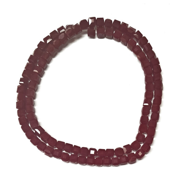Faceted Opaque Dark Red 4mm Cube Beads 180226
