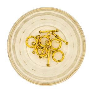 Gold Colour Toggle Clasp Round 5 Pairs