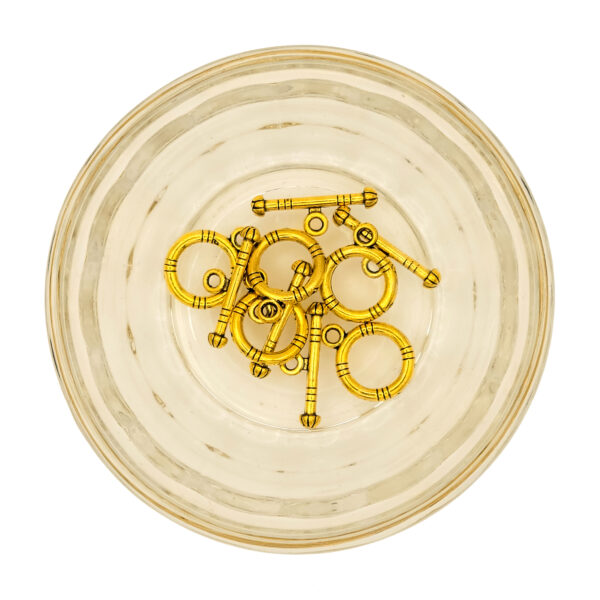Gold Colour Toggle Clasp Round 5 Pairs 160077