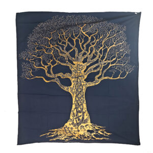 Blue Foil Tree Of Life Tapestry Wall Hanging Double