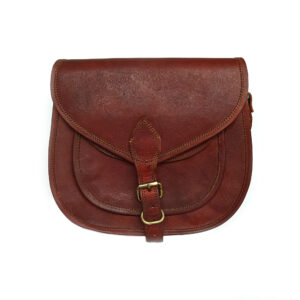 Guitar Shape Camel Leather Bag Medium Front