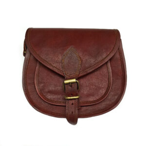 Camel Leather Bag Guitar Shape Small Front