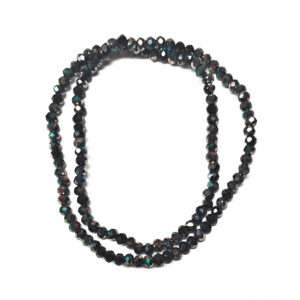 Faceted Rondelle Half Plated Rainbow Black 3.5x3mm Beads