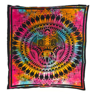 Tie Dye Geometric Hamsa Hand Tapestry Wall Hanging Double