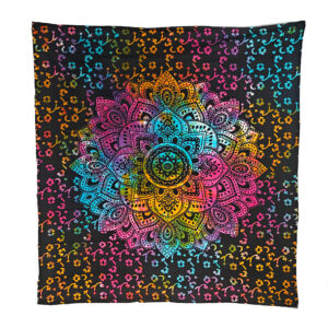 Tie-Dye Mandala with Floral Background Tapestry Wall Hanging Double