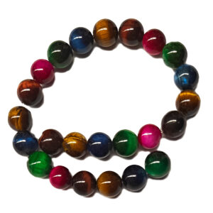 Multi-Color Dyed Tigers Eye 8mm Beads
