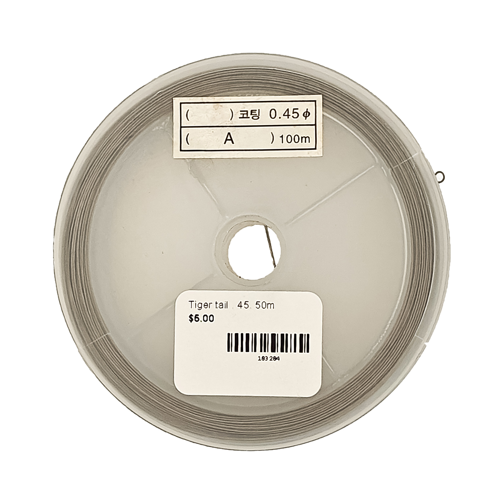 Nylon-coated Stainless Steel Tiger Tail Wire Original Color 0.45mm 50m roll 183284