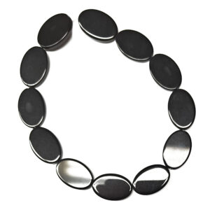 Obsidian Flat Oval Beads