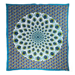 Peacock Feather Medallion Tapestry Wall Hanging Double