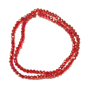 Faceted Rondelle Rainbow Plated Red 4x3mm Beads