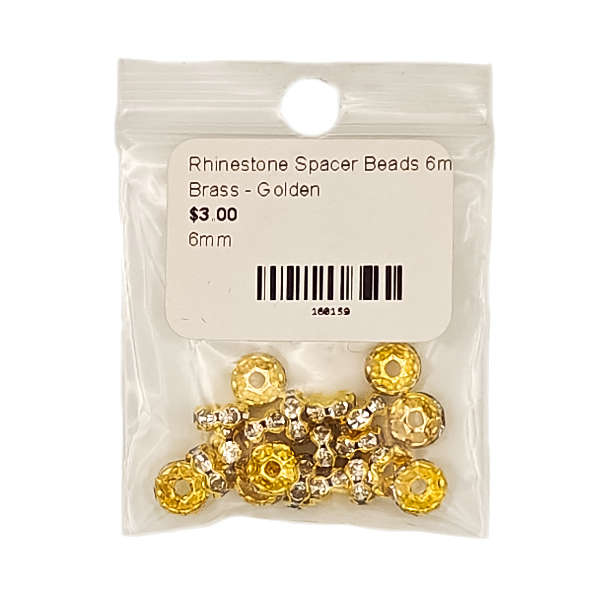 Rhinestone Spacer Beads 6mm Brass 20Pcs – Golden 160159 2