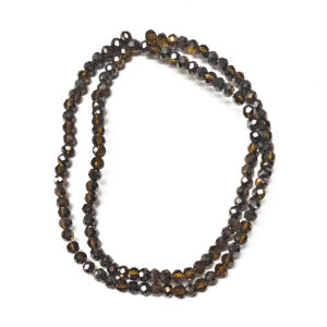 Faceted Rondelle Half Plated Black Brown 3.5x3mm Beads