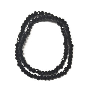 Faceted Rondelle Opaque Black 4x3mm Beads