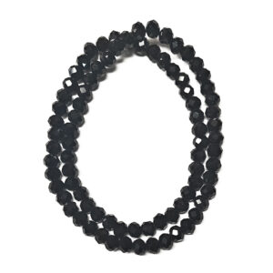 Faceted Rondelle Opaque Black 6x5mm Beads
