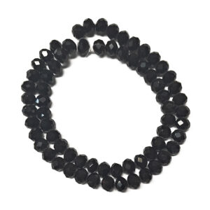 Faceted Rondelle Opaque Black 8x6mm Beads
