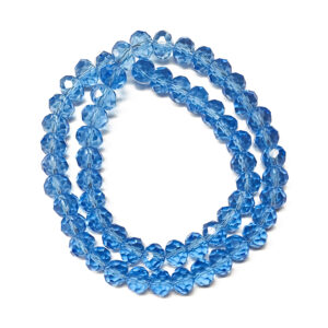 Faceted Rondelle Light Sky Blue 8x6mm Beads