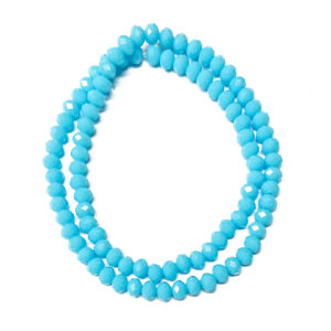 Faceted Rondelle 6x4mm Opaque Cyan Beads