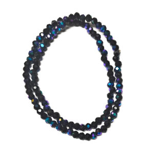 Faceted Rondelle Half Rainbow Plated Black 4x3mm Beads
