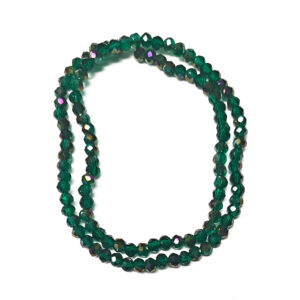 Faceted Rondelle Half Rainbow Plated Dark Cyan 4x3mm Beads