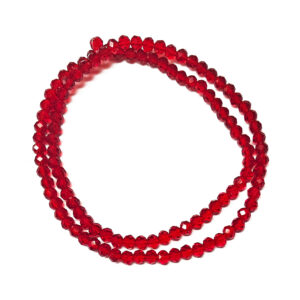 Faceted Rondelle Transparent Firebrick Red 4x3mm Beads