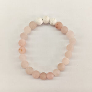 Rose Quartz White Lava Stone 8mm Bead Stretchy Bracelet