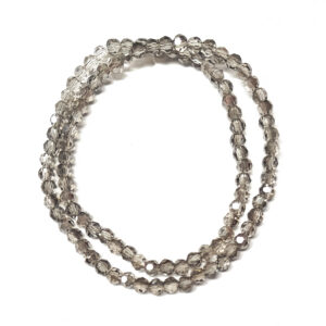 Faceted Round 4mm Electroplated Light Grey Beads