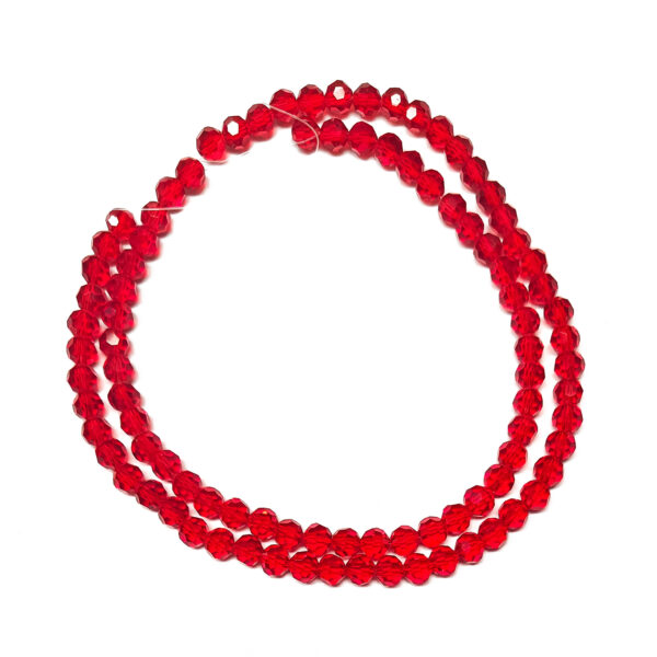 Round Faceted 6mm Red Translucent 180427