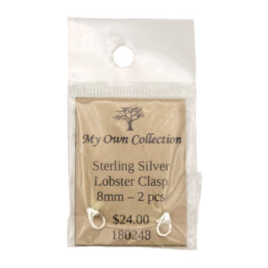 Sterling Silver 8mm Lobster Claw Clasp 2 Pack