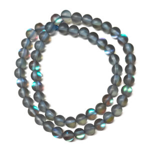 Frosted Synthetic Moonstone Gray 6mm Beads