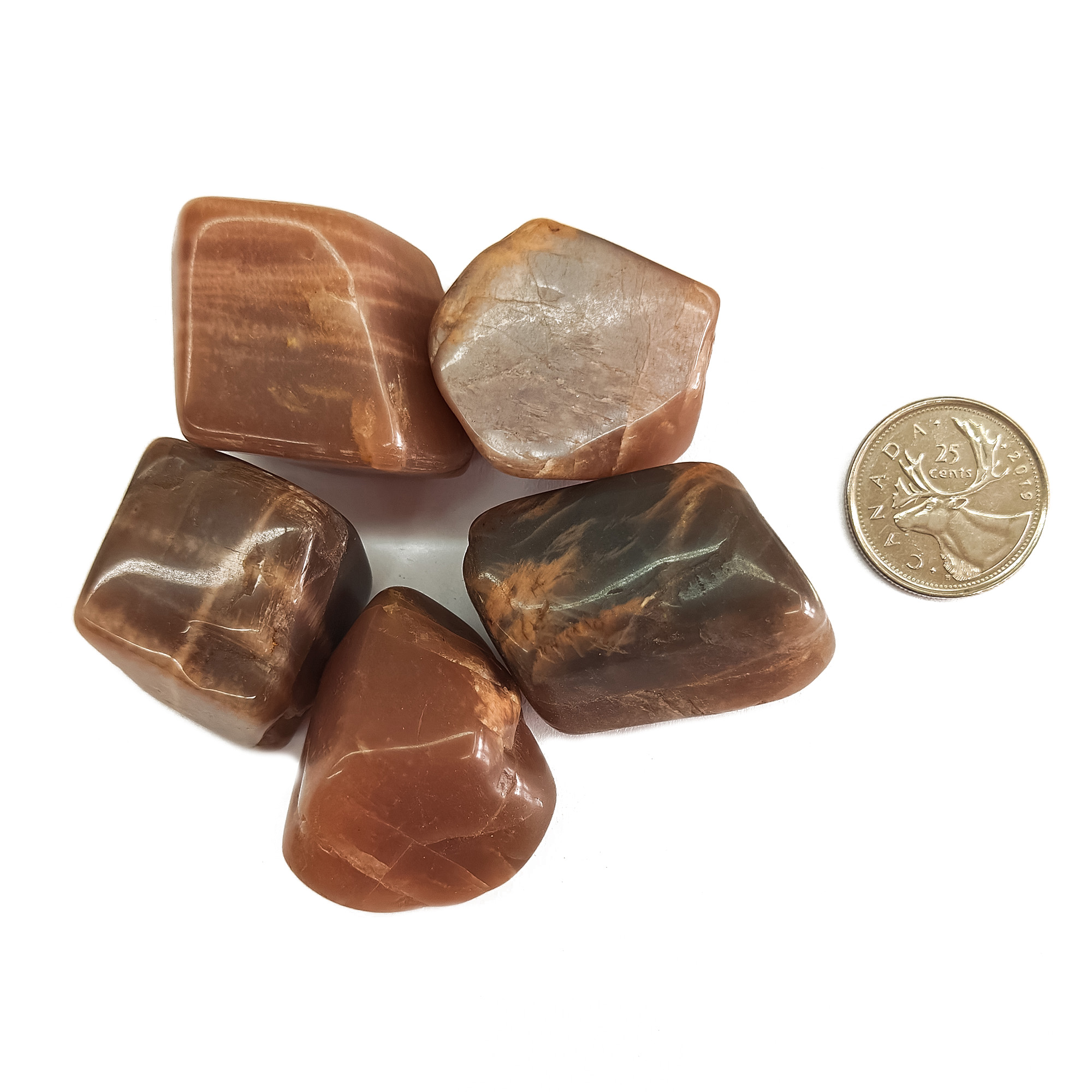 Tumbled Peach Moonstone Large Size Compare