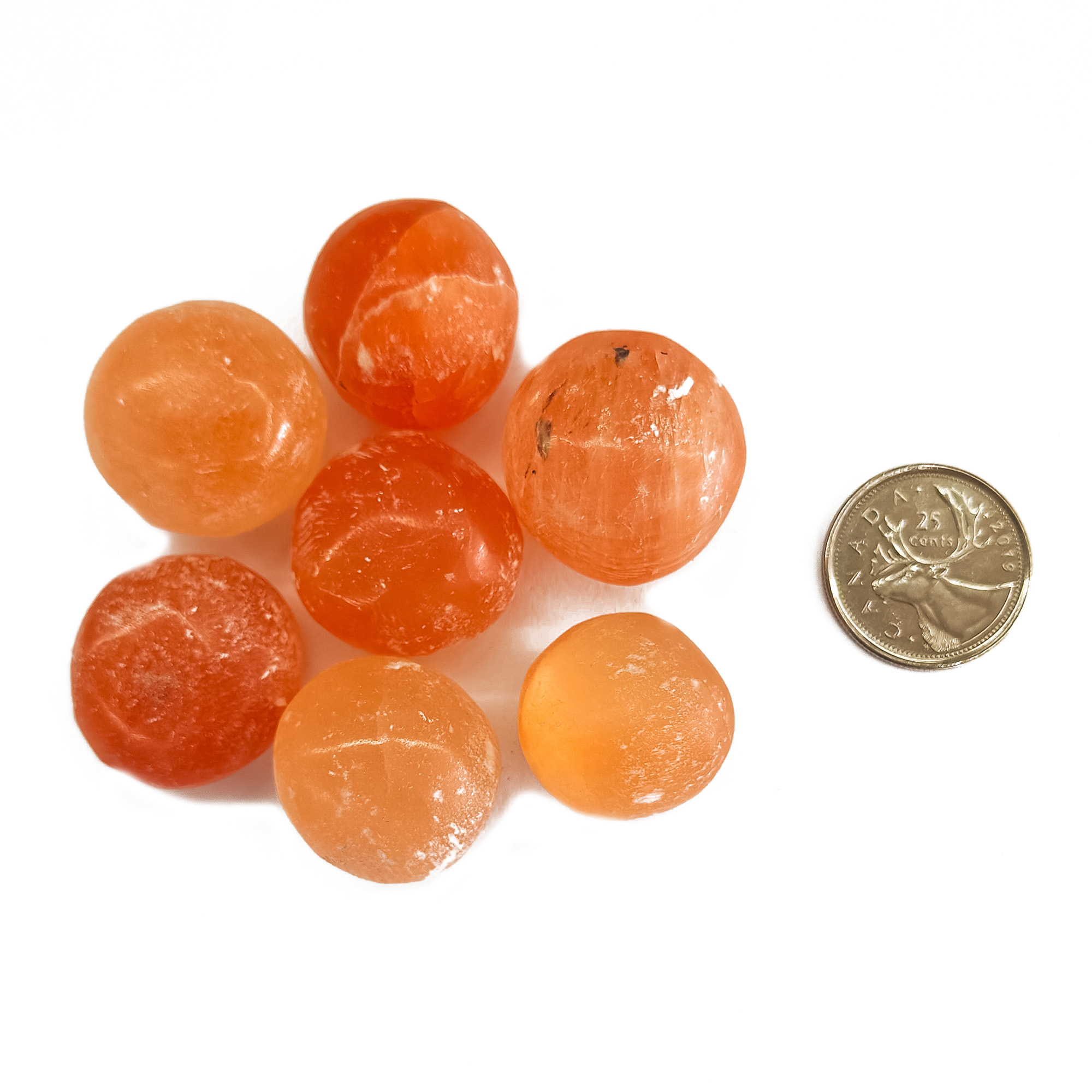 Red Selenite Tumbled Size Compare