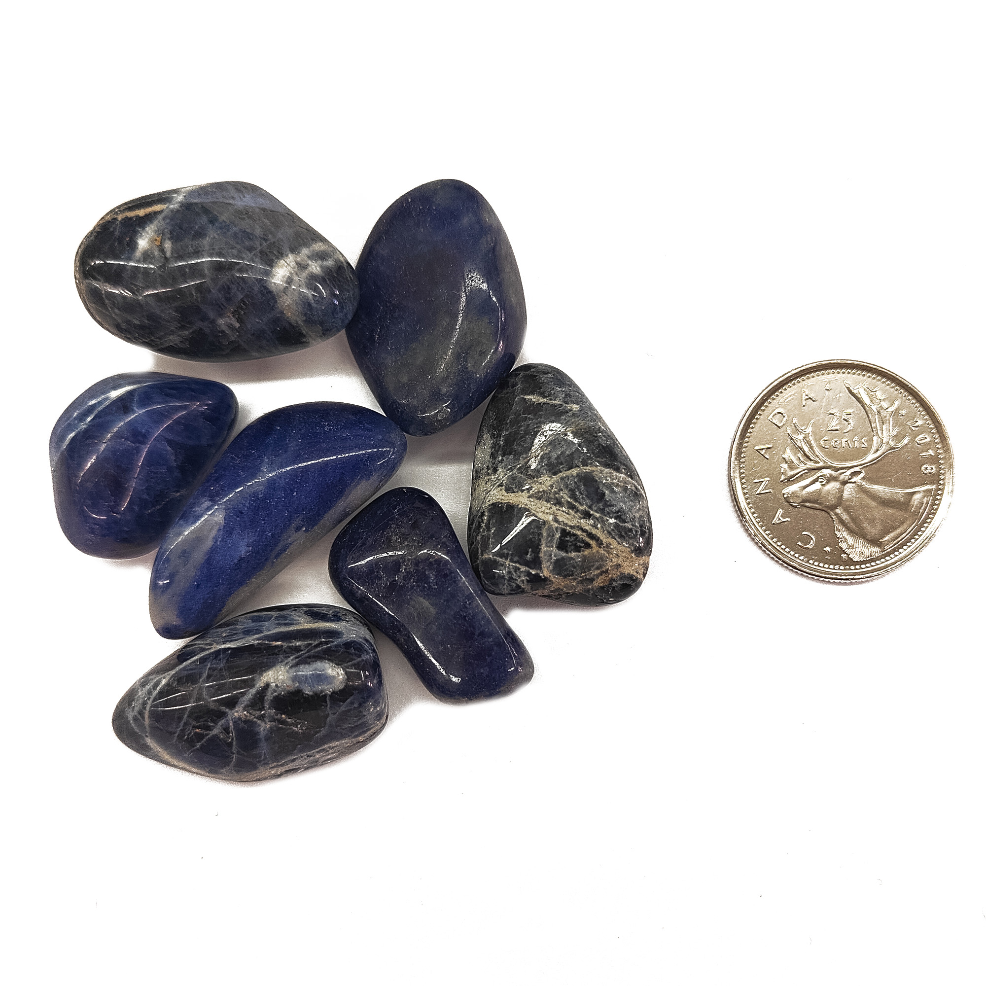 Tumbled Sodalite Size Compare