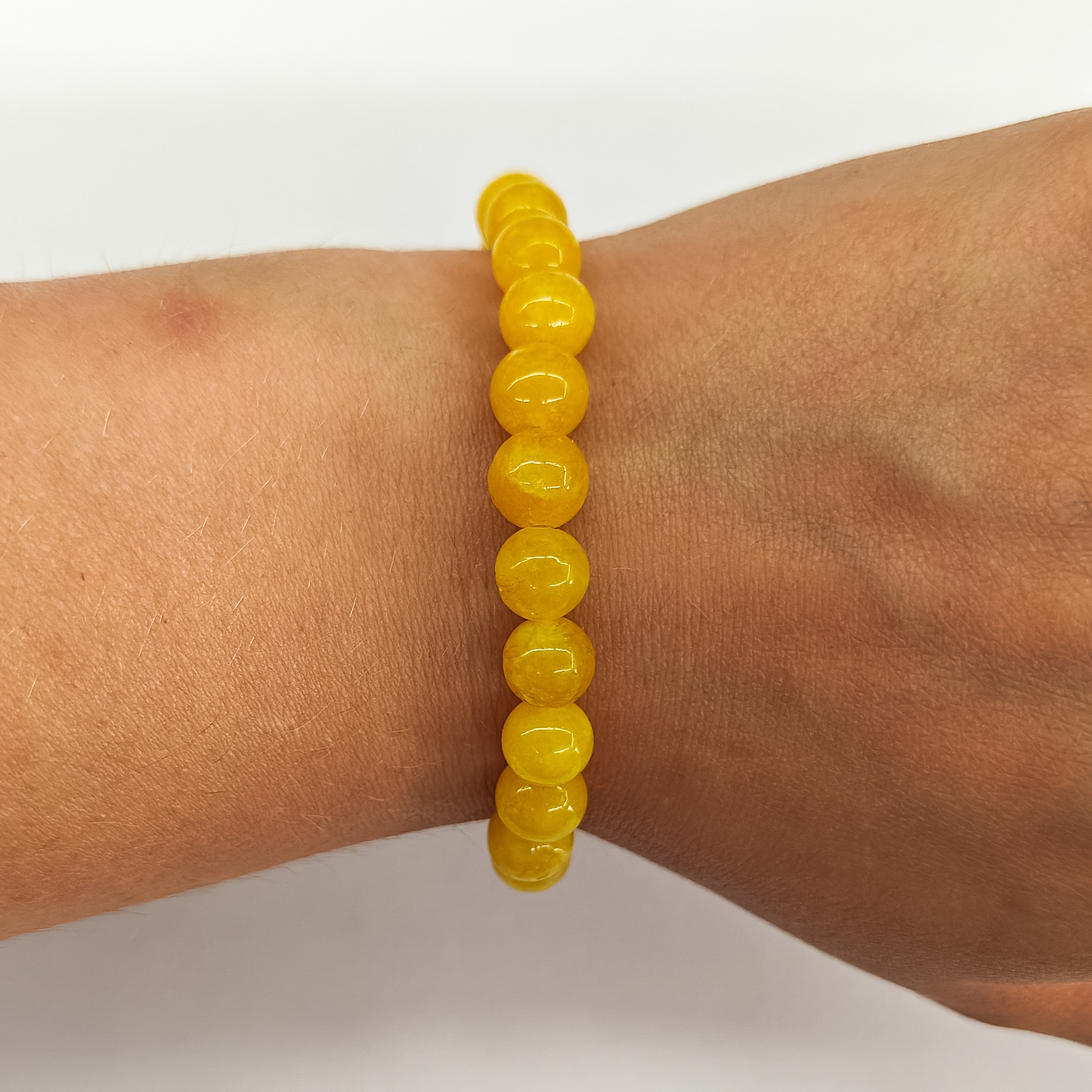 Yellow Jade 8mm Bead Stretchy Bracelet