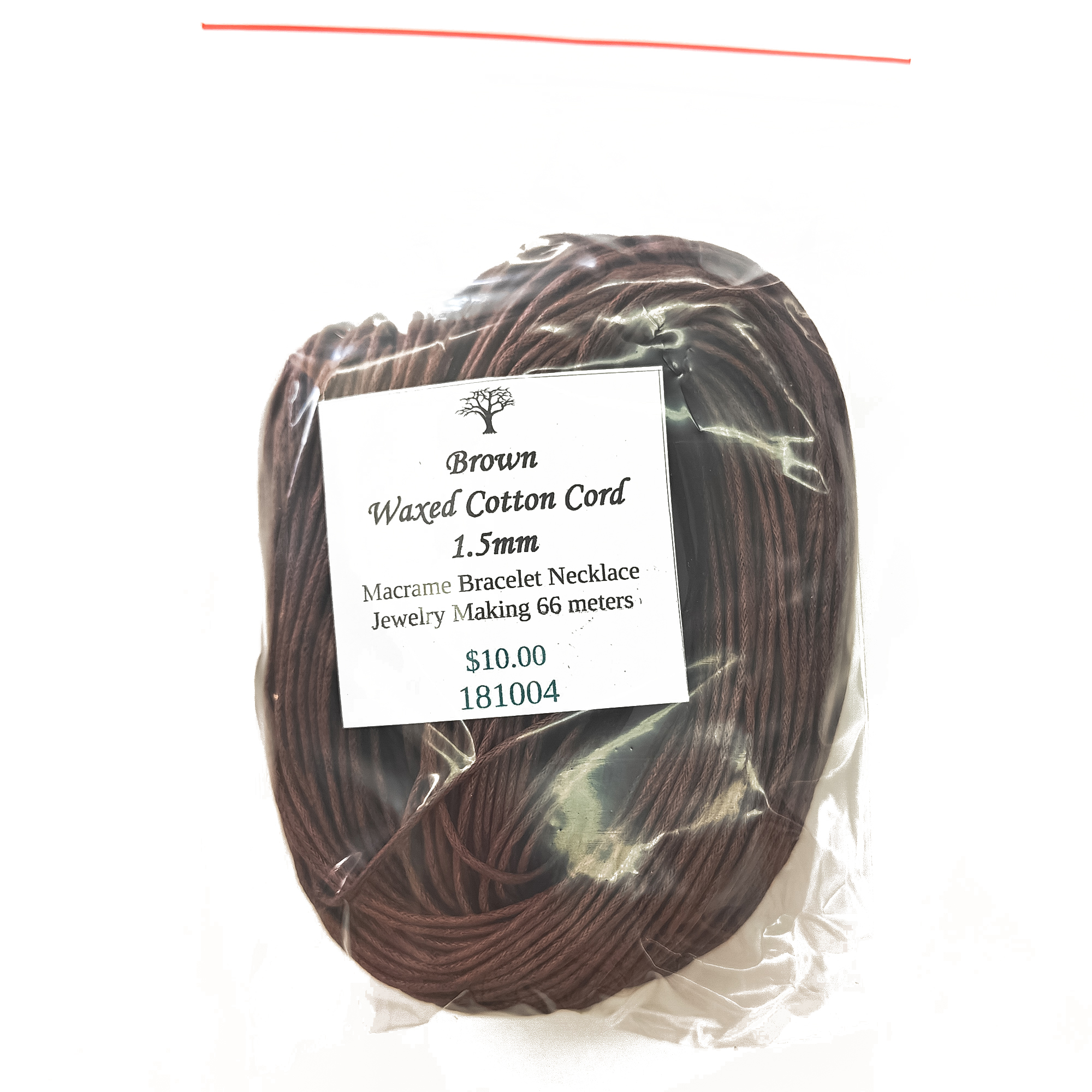 Cotton Cord 1.5mm Brown Tag Included