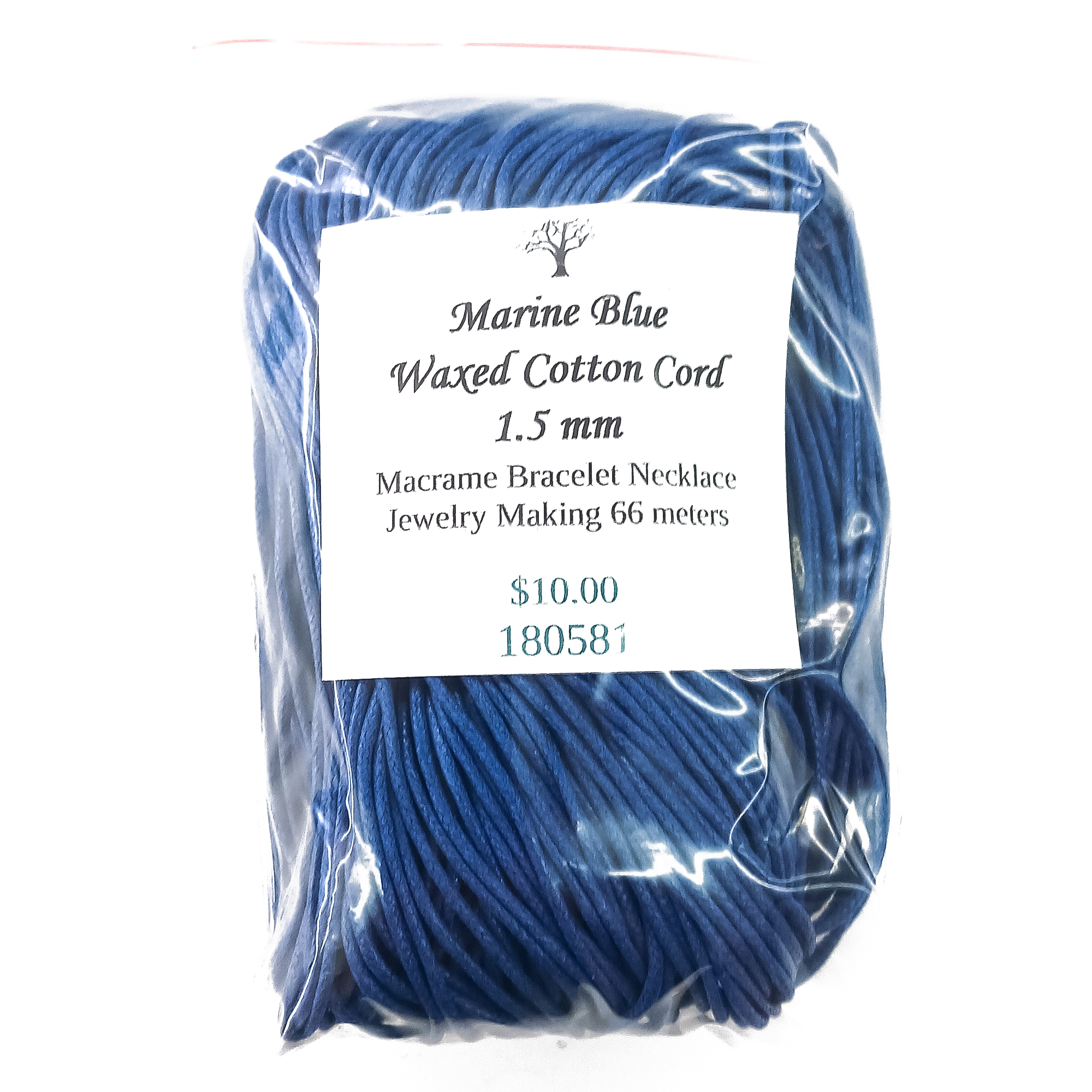 Cotton Cord 1.5mm Marine Blue Tag Included