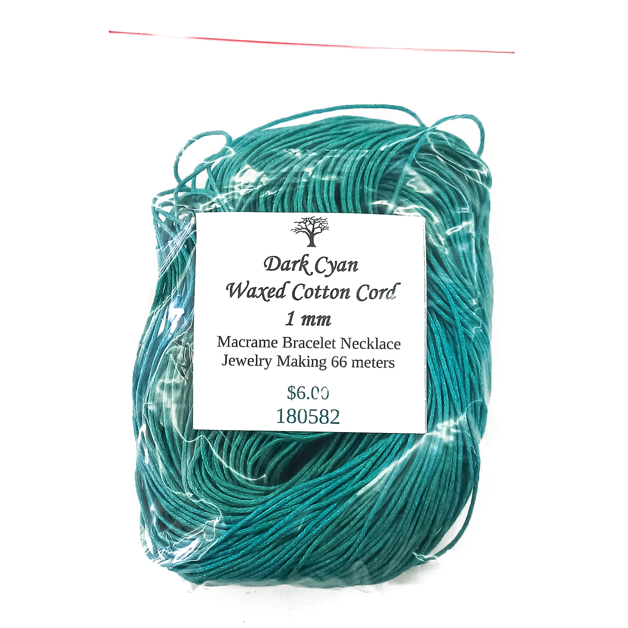 Cotton Cord 1mm Dark Cyan Tag Included