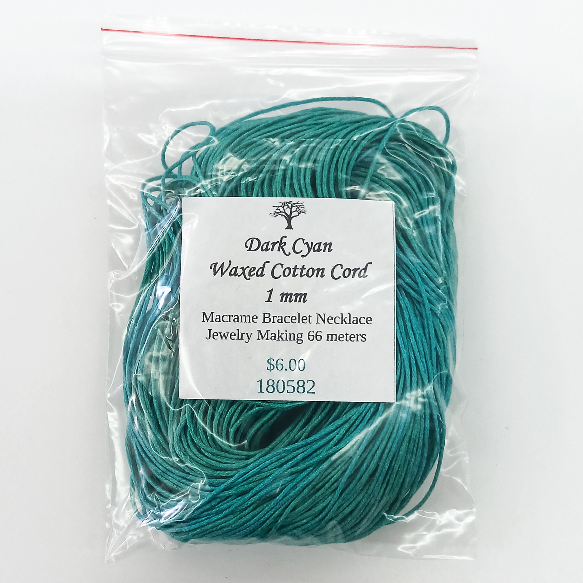 Cotton Cord 1mm Dark Cyan Tag Included