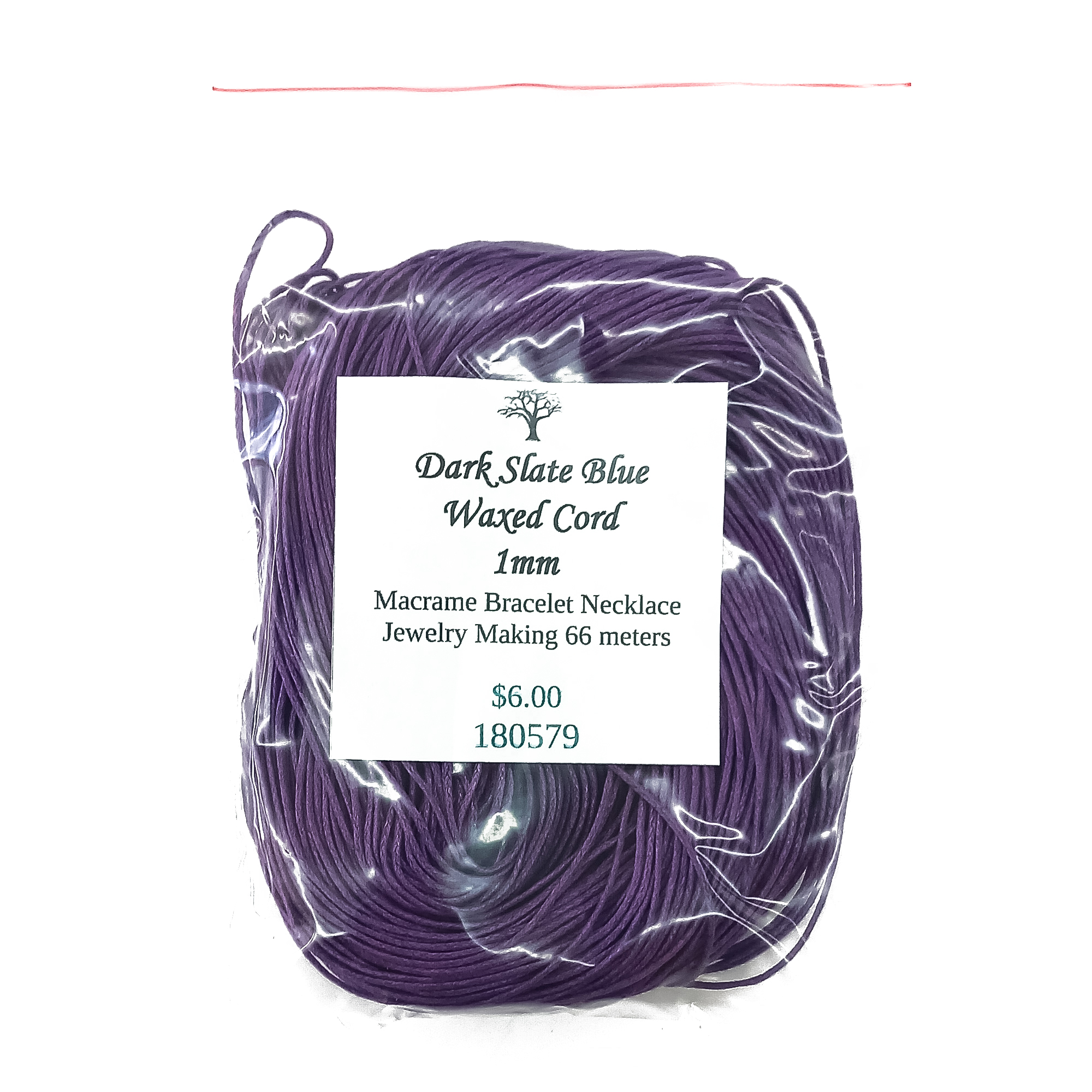 Cotton Cord 1mm Dark Slate Blue Tag Included