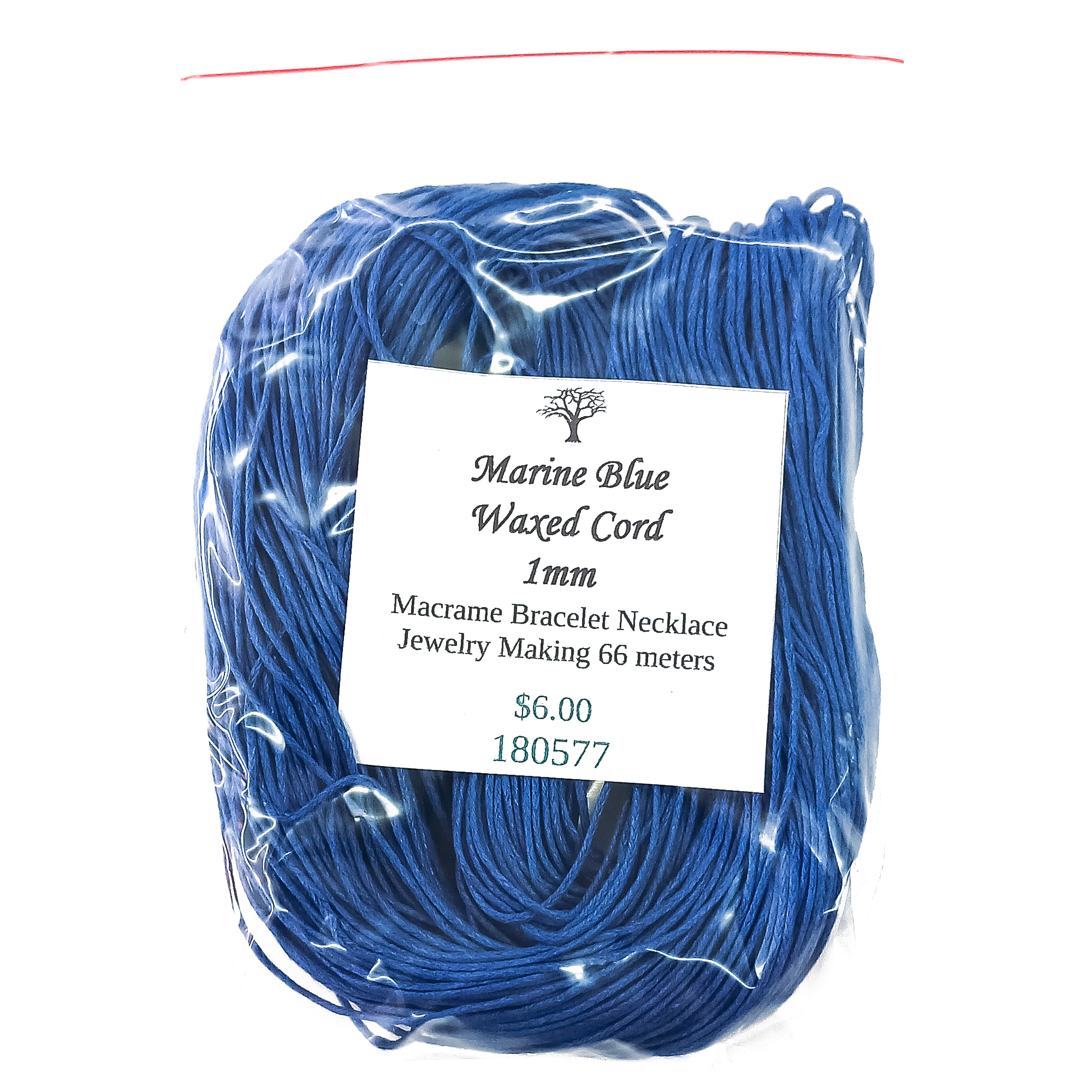 Cotton Cord 1mm Marine Blue Tag Included
