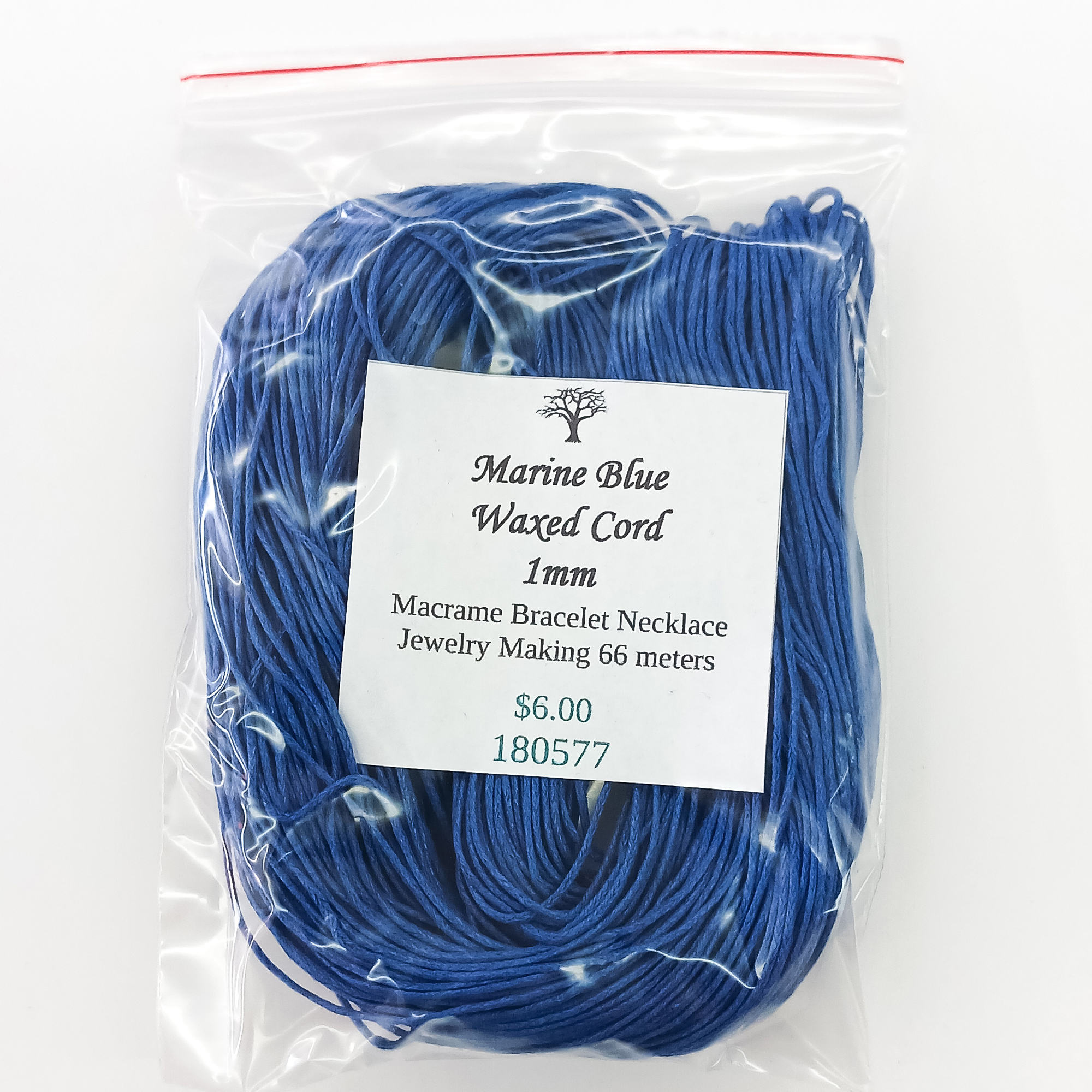 Cotton Cord 1mm Marine Blue Tag Included