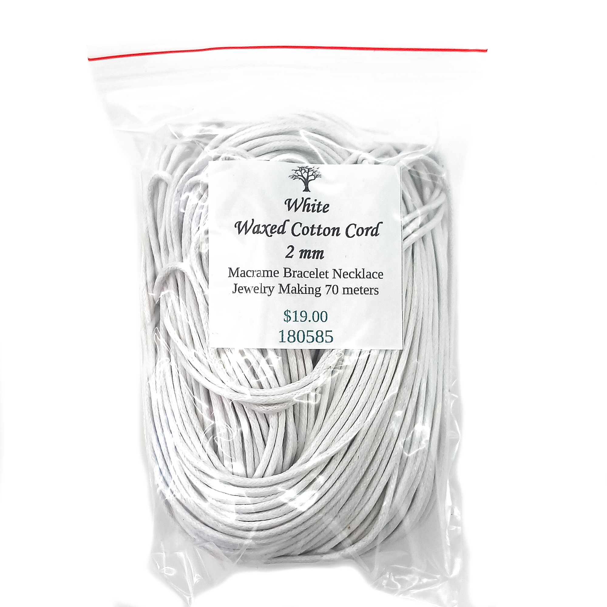 Cotton Cord 2mm White Tag Included