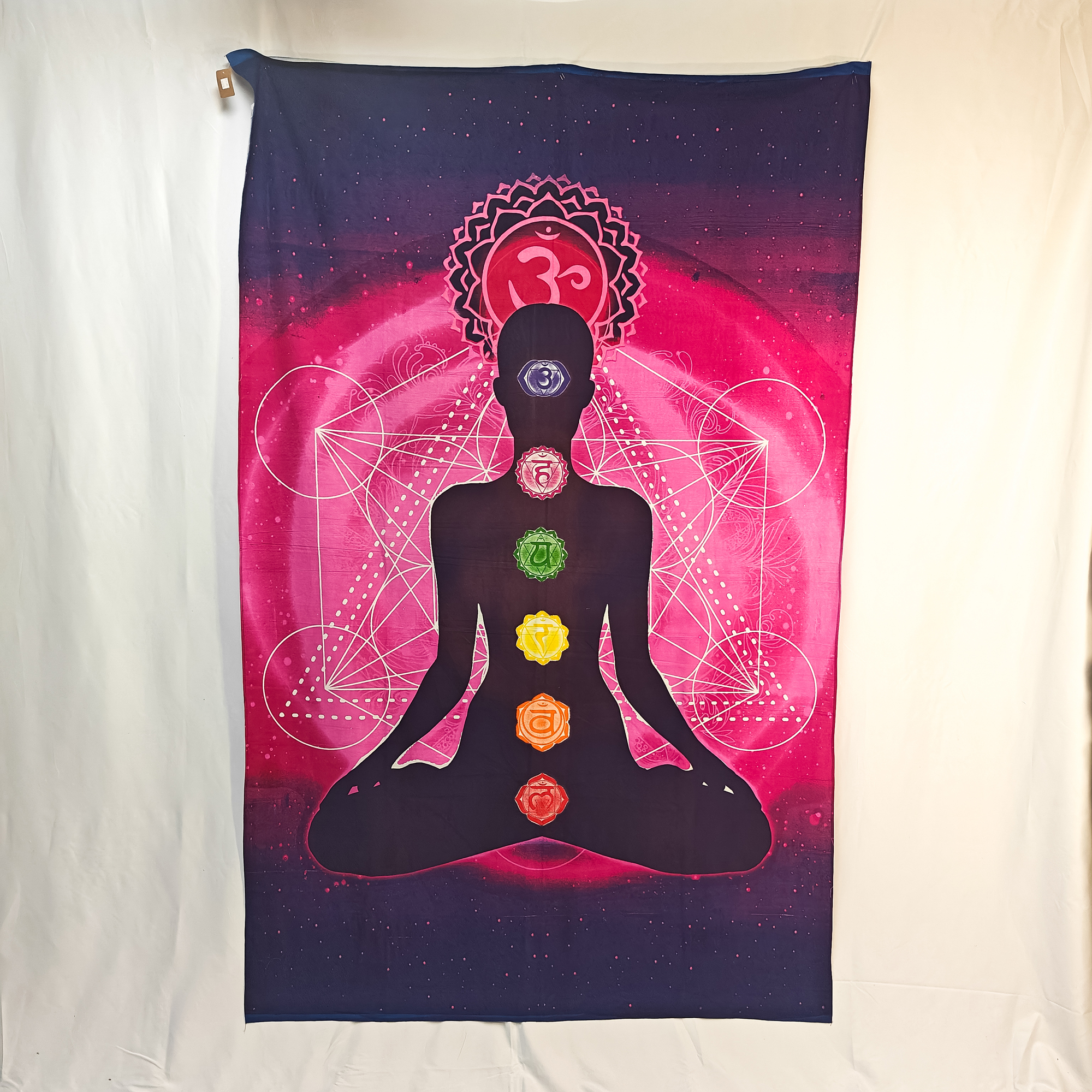 Lotus Pose with Chakras Pink Single