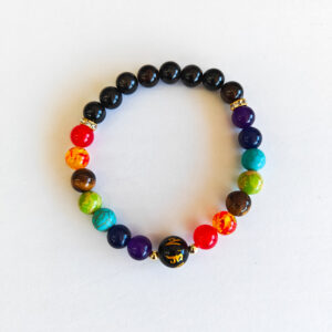 Stretch bracelet with rainbow and Om Mani bead