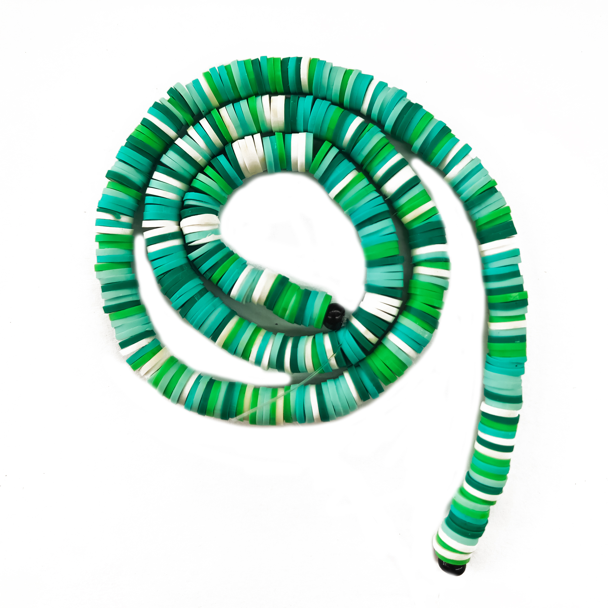 Polymer Heishi Bead Strand 6mm flat lay green
