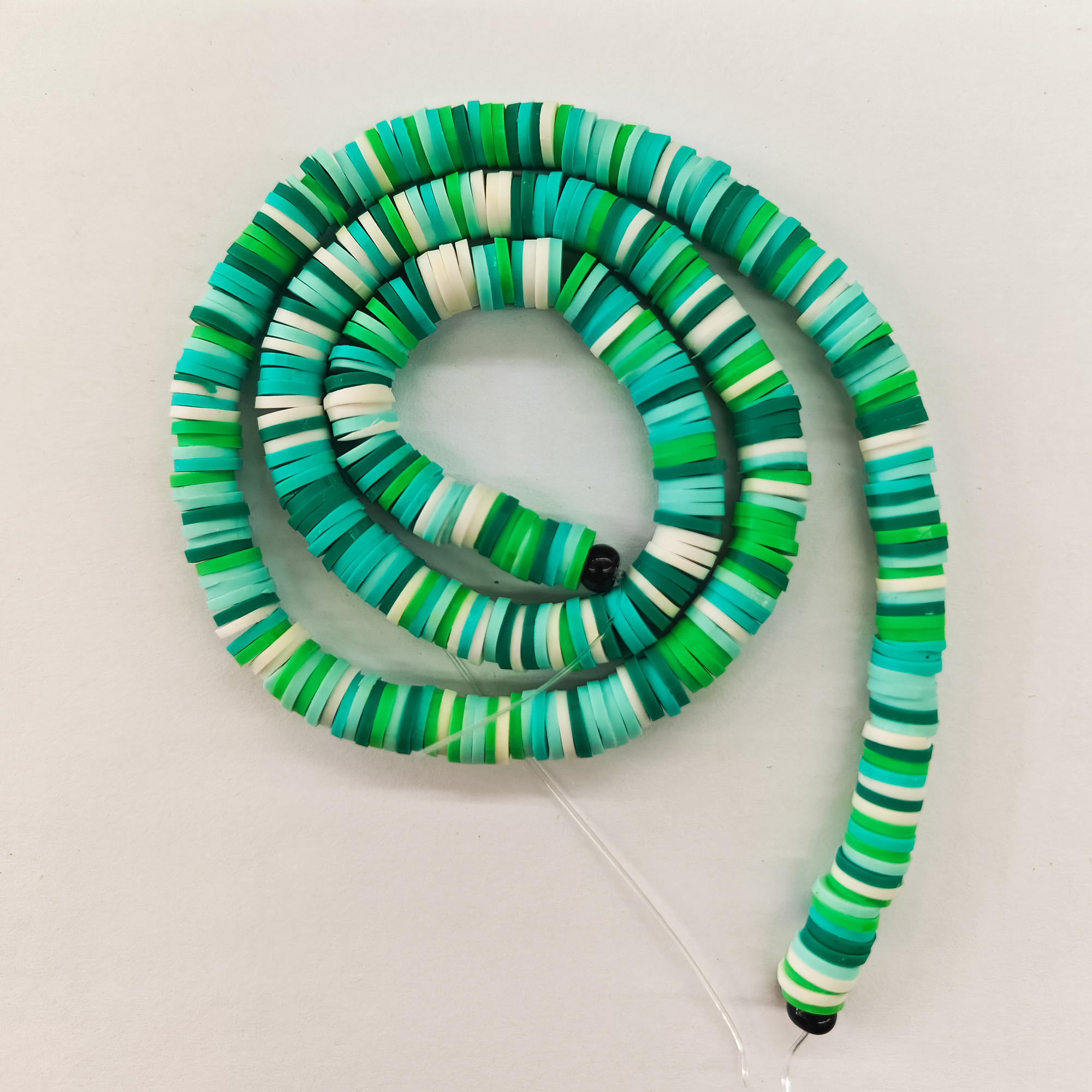 Polymer Heishi Bead Strand 6mm flat lay green