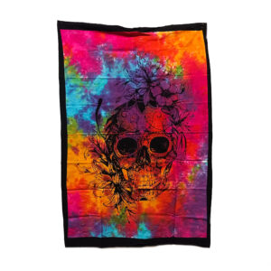 Skull With Flowers Tapestry Poster