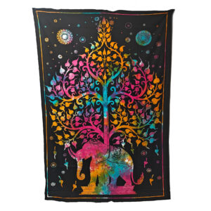 Tree of Life with Elephant Tapestry Single