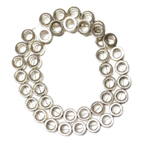 Electroplated Silver Hematite Donut Beads
