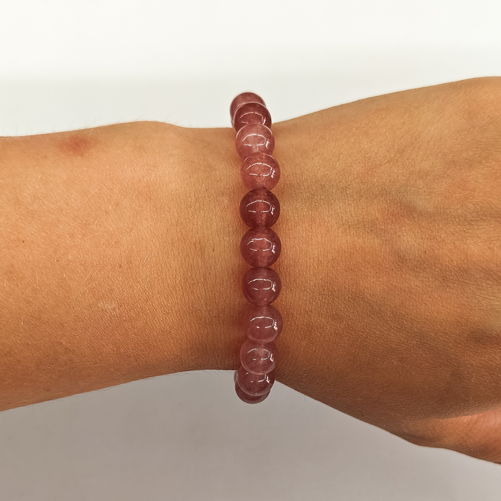 Strawberry Quartz 8mm Bead Stretchy Bracelet