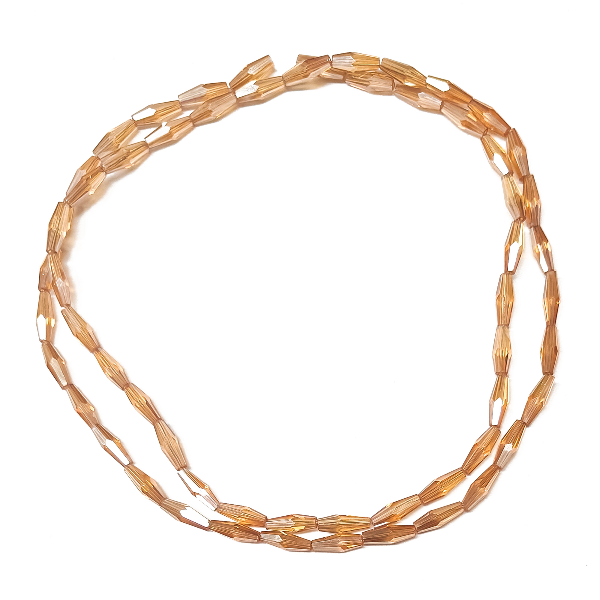 Electroplated Faceted Long Glass Beads 12.5x4mm Orange 180600